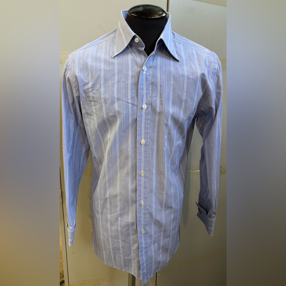 Tom Ford Light Blue and White Striped Dress Shirt